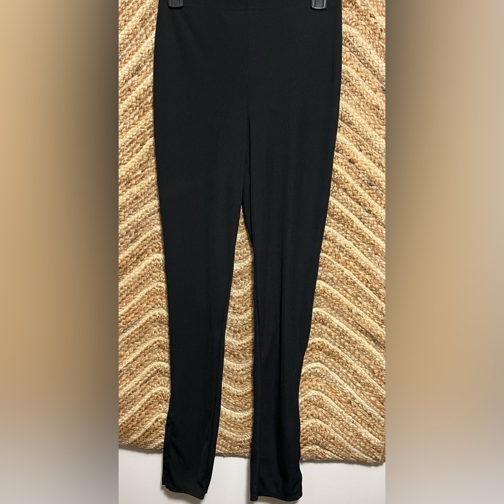 NASTYGAL Collection Women's Black Stretch Leggings with Side Slits, Size US 6
